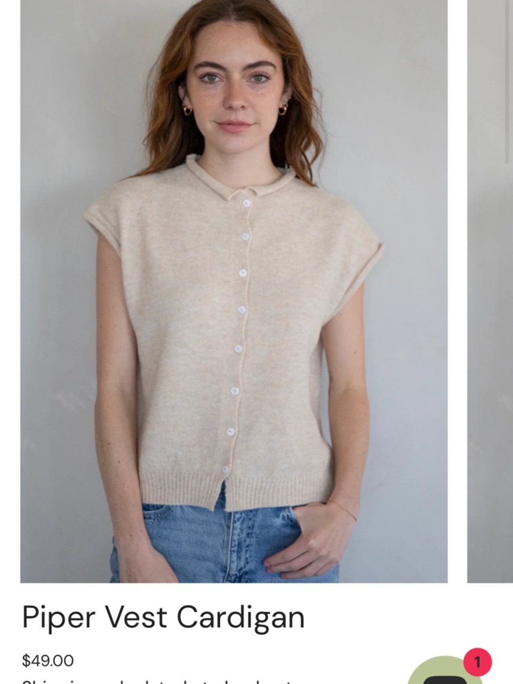 Piper Vest Cardigan Sleeveless Knit Top - Cream